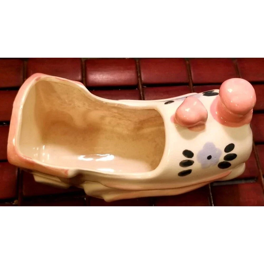 Vintage Ceramic Train Vase Planter Hand-Painted 7